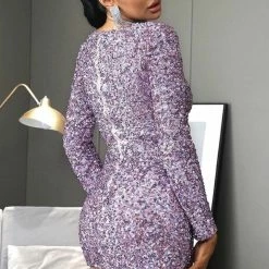 Jessica Bara Jane Long Sleeve Sequin Mini Dress Influencer Style