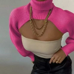 Jessica Bara Kingsley Turtleneck Knit Extreme Crop Top Kelsey Adams