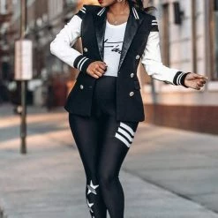 Influencer Style Jessica Bara Poppy Varisty Double Breasted Blazer