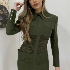 Jessica Bara Tammi Long Sleeve Ruched Mini Dress Dresses