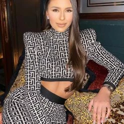 ReveBoutique Jessica Bara Bella Long Sleeve And Shorts Two Piece Set