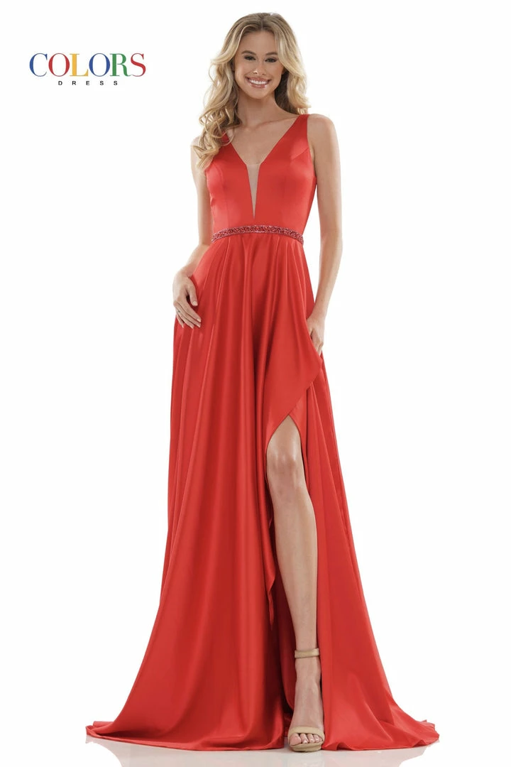 Colors Dress A Line Leg Slit Gown The Event Shop