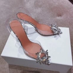 Jessica Bara Sandra Rhinestone Pointed Clear Heels
