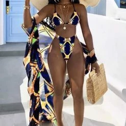 Poolside Essentials Jessica Bara Tamra Retro High Waisted Bikini Set