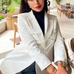 Jessica Bara Dionara Rhinestone Double Breasted Blazer Influencer Style