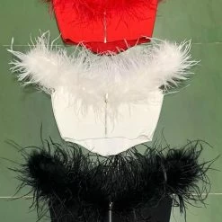 Jessica Bara Kiley Off The Shoulder Feather Corset Top Influencer Style