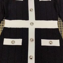 Jessica Bara Lorelle Silver Buttton High Neck Mini Dress