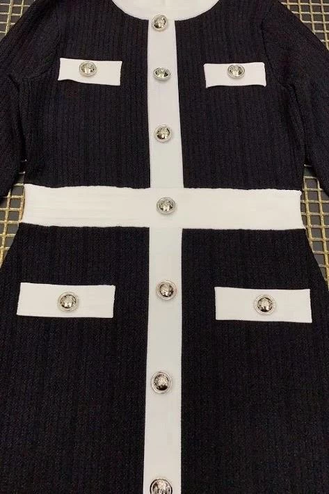 Jessica Bara Lorelle Silver Buttton High Neck Mini Dress