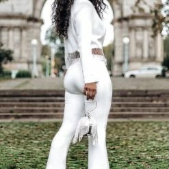 Jessica Bara Beatrix Fringe Blazer And Pant Two Piece Set