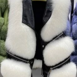 Reve Doll Essentials Jessica Bara Toby Leather & Fur Zipper Vest