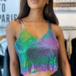 Jessica Bara King Chainmail Cropped Tank Top