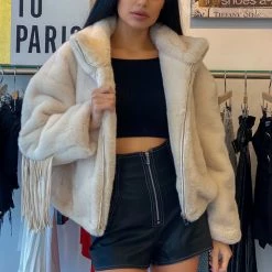 Reve Doll Essentials Jessica Bara Lexie Fringe Faux Fur Jacket