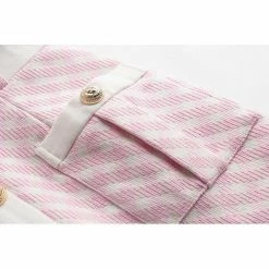 Jessica Bara Hermione Pink Plaid Gold Button Mini Dress The 9-5 Shop