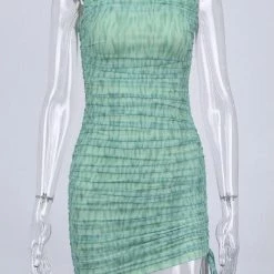 Jessica Bara Henley Sleeveless Ruched Mini Dress