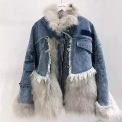 Jessica Bara Scarlett Denim & Fur Jacket