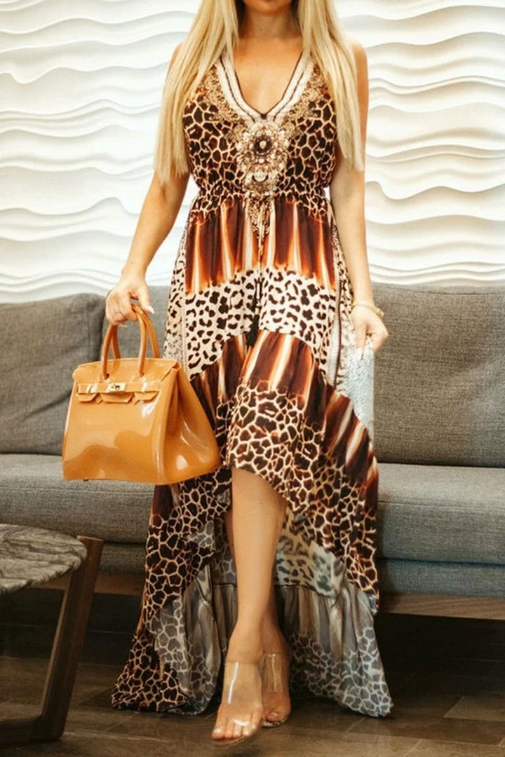 Colors Of Fashion Hi-Low Leopard Dress