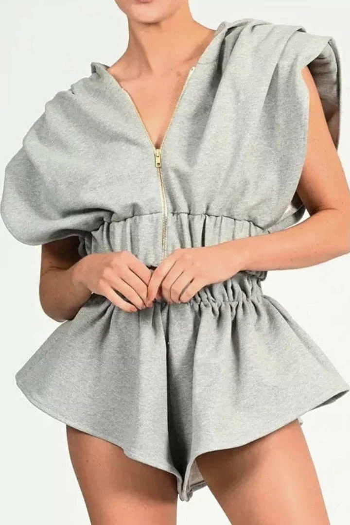 Jessica Bara Jennie Sleeveless Hoodie And Shorts Two Piece Set