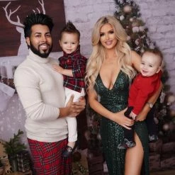 Jessica Bara Tyler V Neck Sequin Double Slit Gown