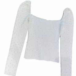 Jessica Bara Charlotte Long Sleeve Diamond Decoration Top