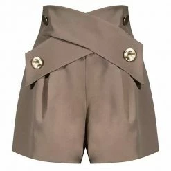 Jessica Bara Suri High Waisted Gold Button Shorts