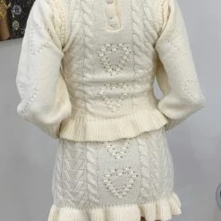 Jessica Bara Lottie Fuzzy Knit Sweater And Skirt Two Piece Set