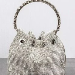 Jessica Bara Zenon Rhinestone Circular Bucket Purse