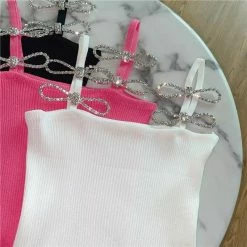 Jessica Bara Skyla Rhinestone Bow Tank Top Influencer Style