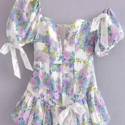 Jessica Bara Delanie Floral Bow Tie Mini Dress