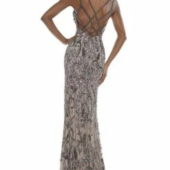 The Event Shop Colors Dress Bodycon Beaded Strappy Back Gown