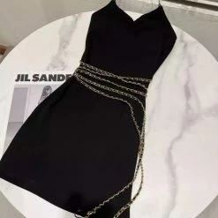 Birthday Suit Jessica Bara Ginette Chain Strappy Halter Mini Dress