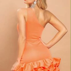 Jessica Bara Elora One Shoulder Ruffle Mini Dress