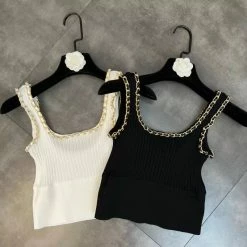Jessica Bara Bryanna Chain Knit Cropped Tank Top Reve Doll Essentials
