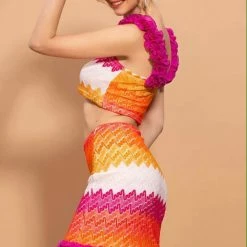 Summer Lovin' Jessica Bara Aurana Striped Two Piece Set With Matching Headband