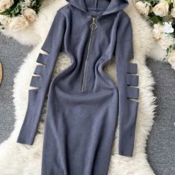 Jessica Bara Kyrie Cut Out Hoodie Midi Dress Reve Doll Essentials