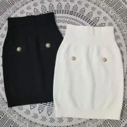 Jessica Bara Michael Gold Button Knit Mini Skirt Reve Doll Essentials