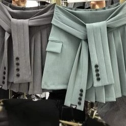 Jessica Bara Chelsie Tie Pleated Mini Skirt Bottoms