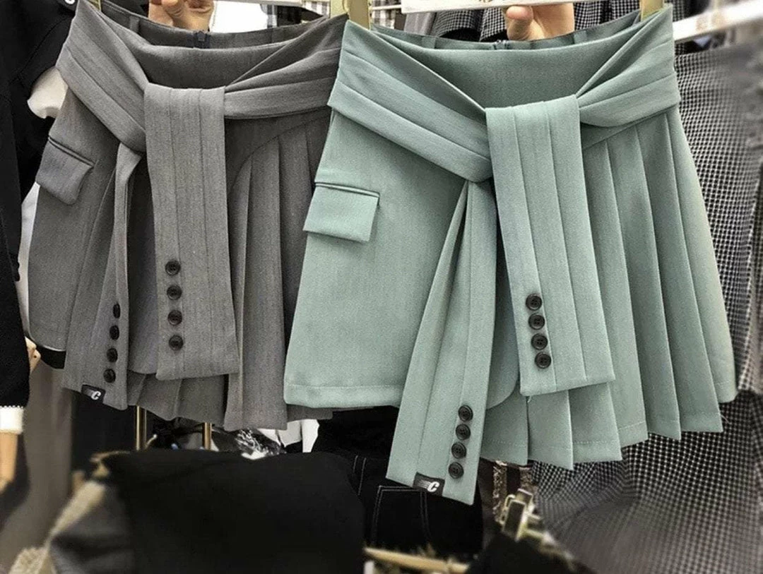 Jessica Bara Chelsie Tie Pleated Mini Skirt Bottoms