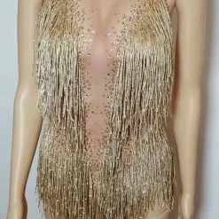 Jessica Bara Reverie Halter Fringe Mini Dress Birthday Suit