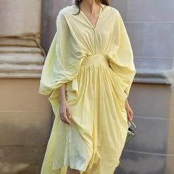 Summer Lovin' Jessica Bara Collins Ruched Lantern Sleeve Midi Dress