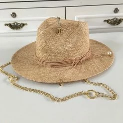 Summer Lovin' Jessica Bara Mae Safety Pin Straw Chain Hat