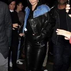 Reve Doll Essentials Jessica Bara Queen Denim And Leather Cropped Jacket