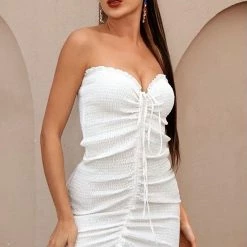 Jessica Bara Micaela Halter Neck Ruched Mini Dress Poolside Essentials