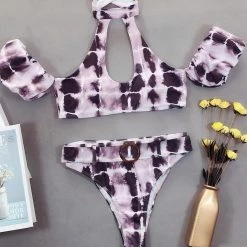 Jessica Bara Adan Tie Dye Choker High Waisted Bikini Set Poolside Essentials