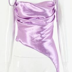 Jessica Bara Isaac Asymmetrical Satin Tank Top