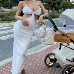 Giulia Nati Jessica Bara Gracie Knit Cut Out Maxi Dress