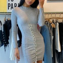 Jessica Bara Teagan Long Sleeve Corset Mini Dress