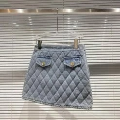 The Denim Destination Jessica Bara Dalton Denim Bomber And Skirt Two Piece Set