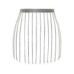Birthday Suit Jessica Bara Imani Metallic Crystal Fringe Skirt Chain