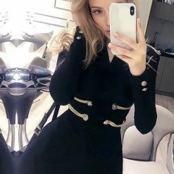 Jessica Bara Rylee Long Sleeve Bandage Mini Dress