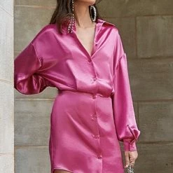 Summer Lovin' Jessica Bara Stevie Long Sleeve Mini Shirt Dress